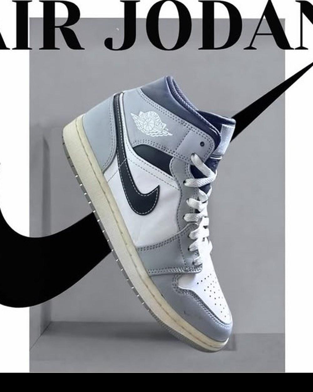 Nike Air Jordan 1 Mid White / Light Grey / Black, EUR 40.5, condition 10 out of 10